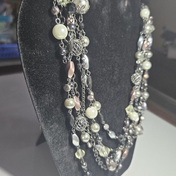 **Sale** Lia Sophia "Katie" Hematite Freshwater Pearl Multi-Strand Neck 22-25" - Picture 6 of 13